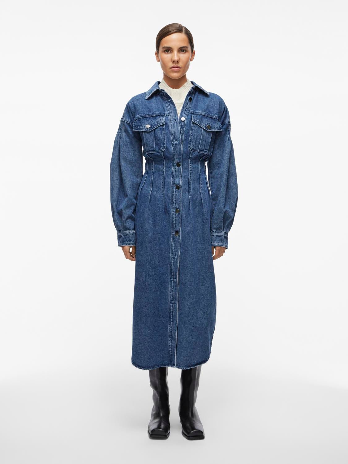 ROUANNELIESE Midi Dress - Dark Blue Denim - VERO MODA & VILA Bergvik